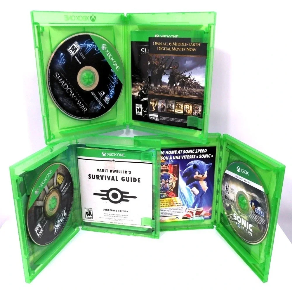 Xbox One 3 Game Lot Fallout 4 Shadow of War Sonic Frontier RPG Action Bundle CIB